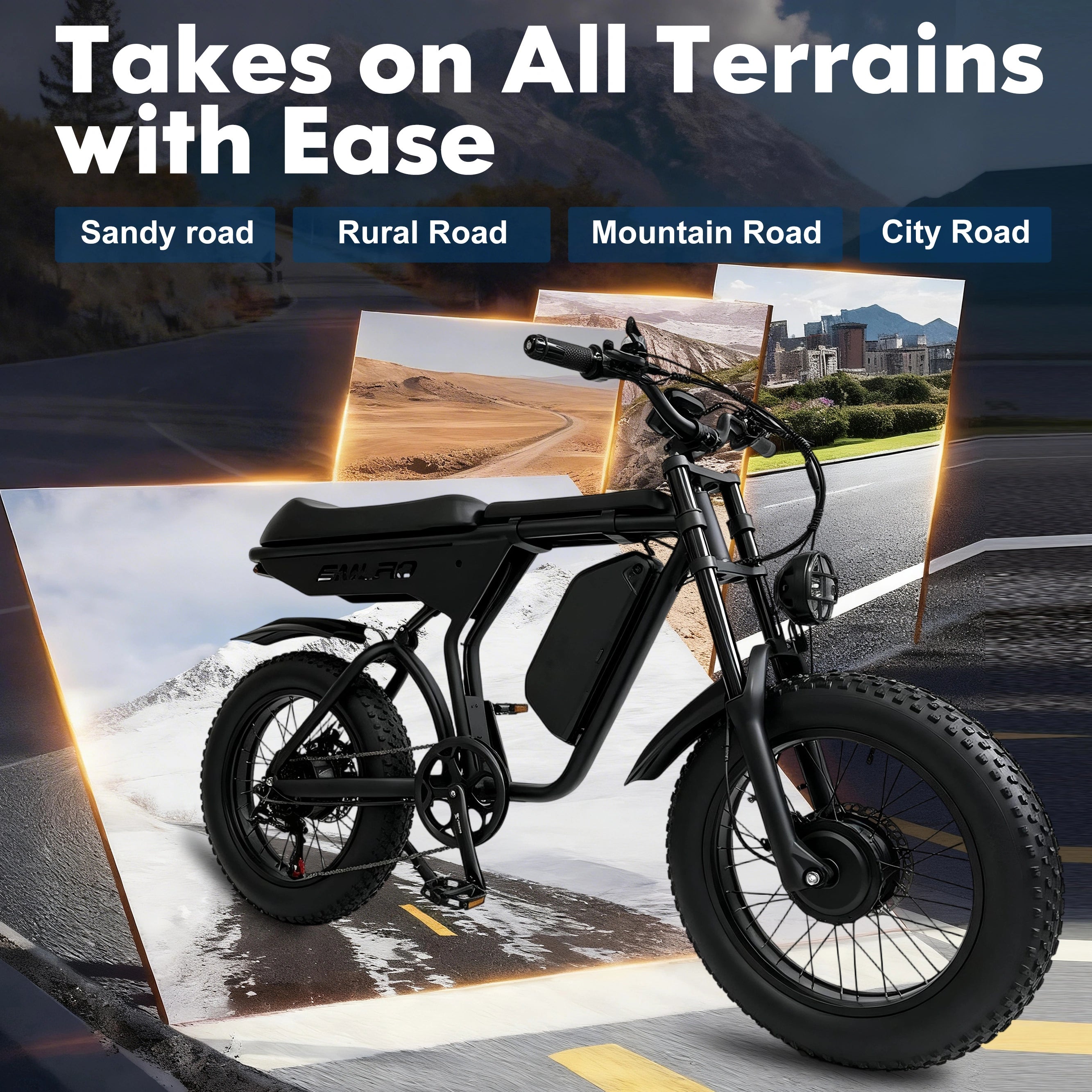 ORLMS E5-1 fat tire electric bike on mixed terrain