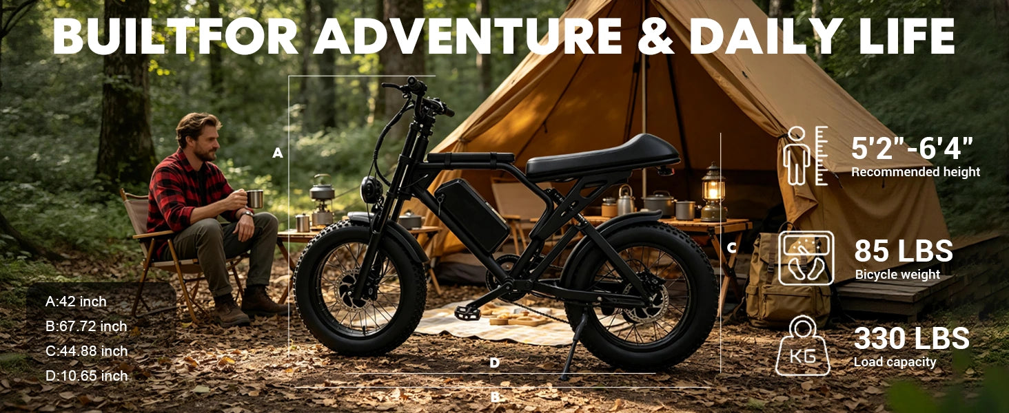 ORLMS F4 compact fat tire bike with stated load capacity